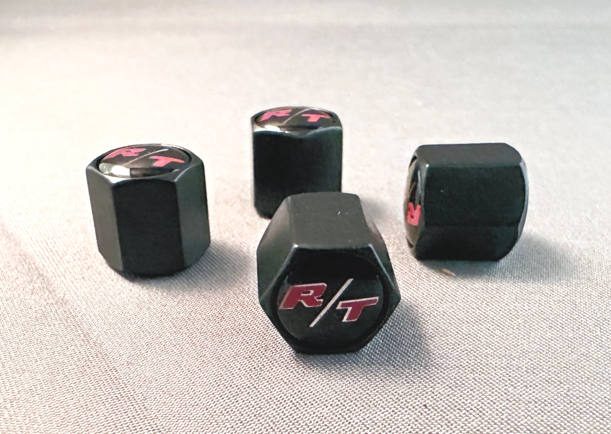 4x Black Hex Tire Valve Caps | for Dodge R/T image 0
