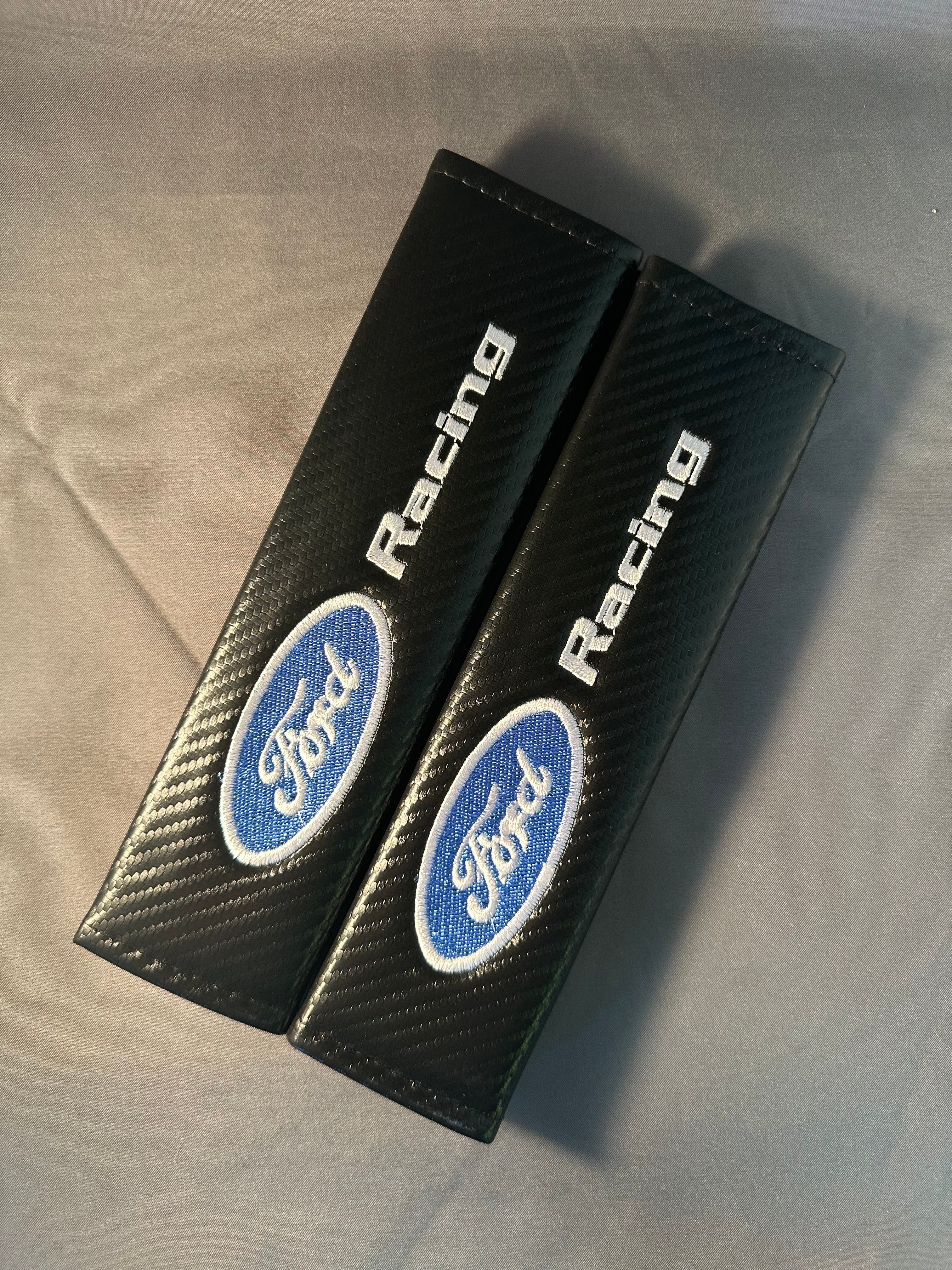2x Seatbelt Covers Carbon Fiber Look | for Ford Racing image 0
