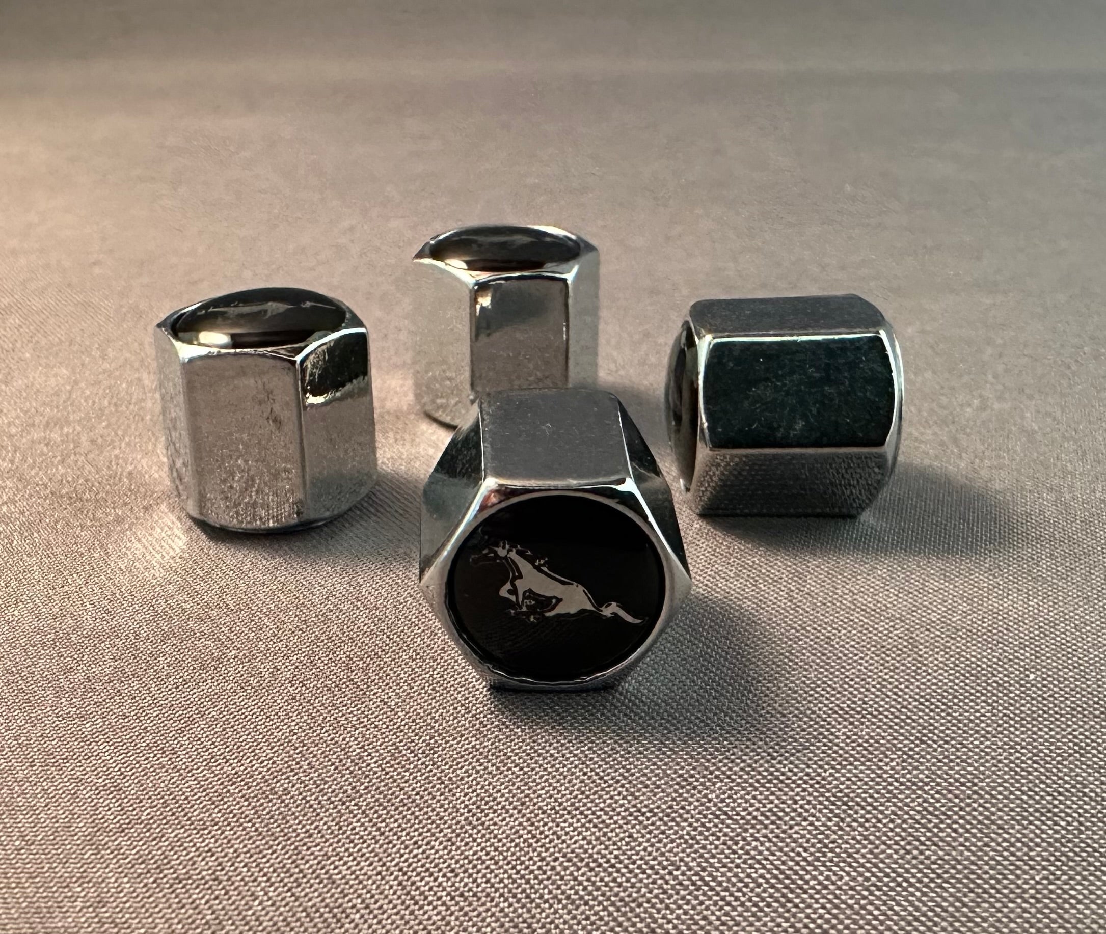 4x Chrome Tire Valve Caps | for Ford Mustang image 0