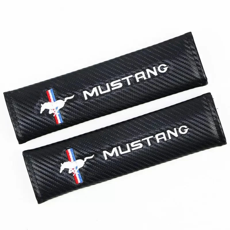 2x Seatbelt Covers Carbon Fiber Look | for Ford Mustang image 0