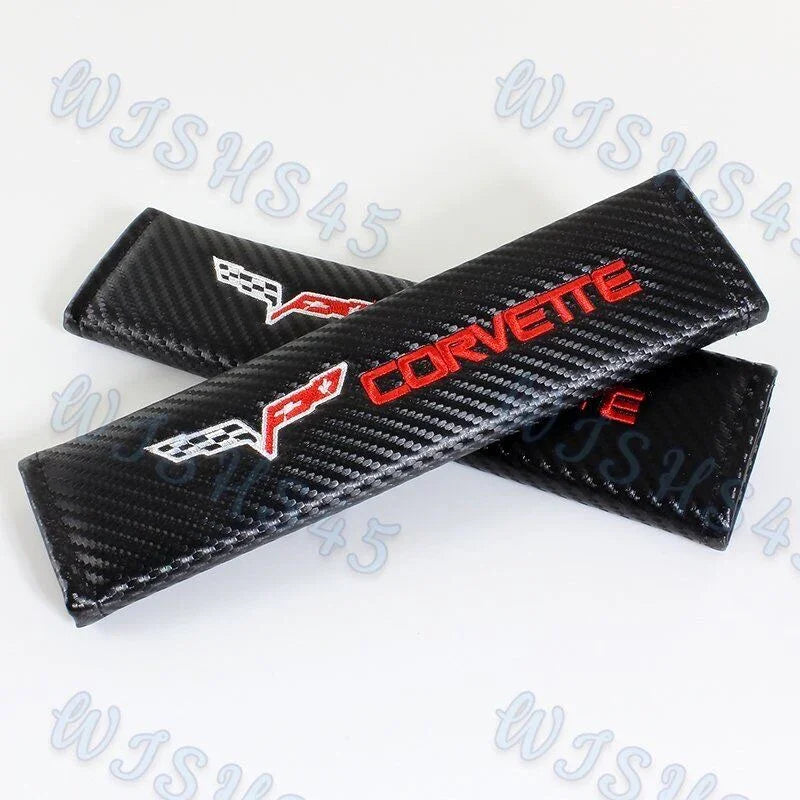 2x Seatbelt Covers Carbon Fiber Look | for Chevy Corvette image 0