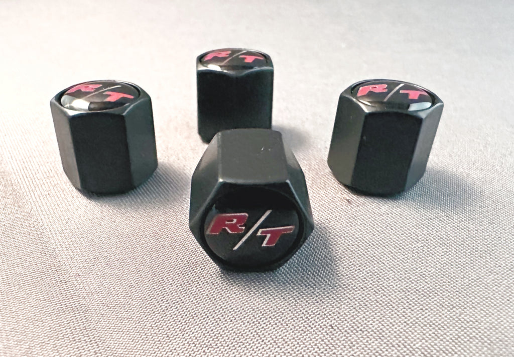 4x Black Hex Tire Valve Caps | for Dodge R/T image 1