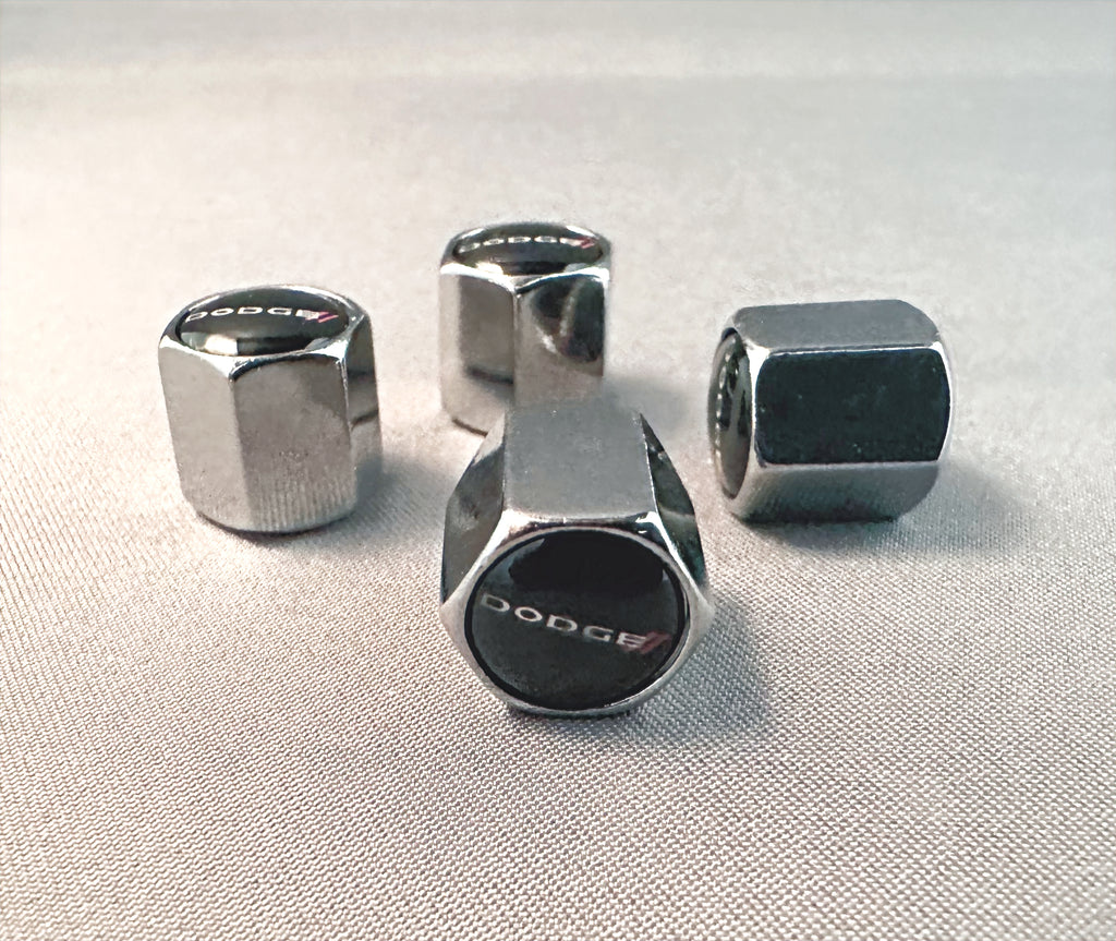 4x Chrome Hex Tire Valve Caps | for Dodge image 0
