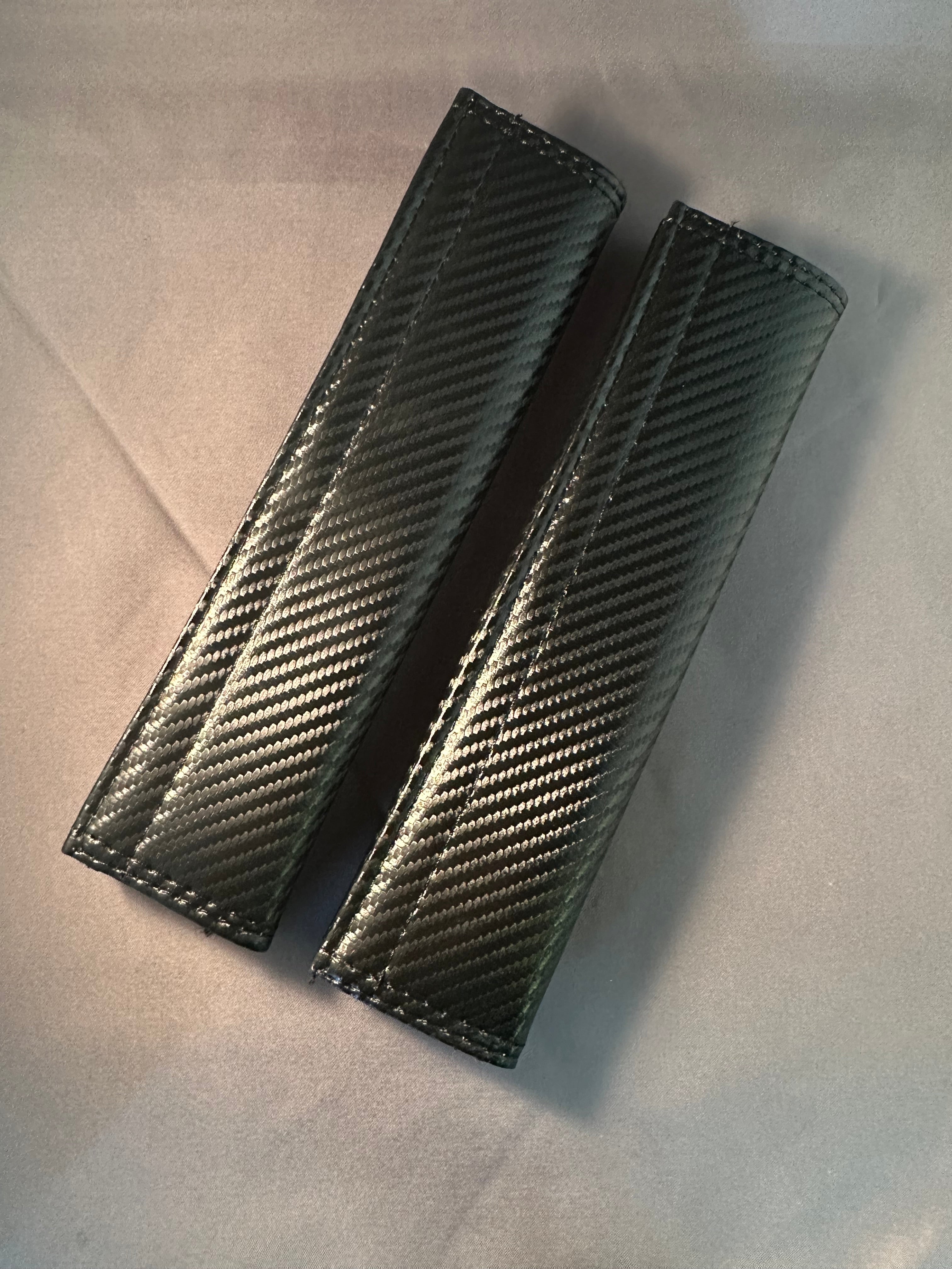2x Black Carbon Fiber Look Seatbelt Cover | for BMW image 2