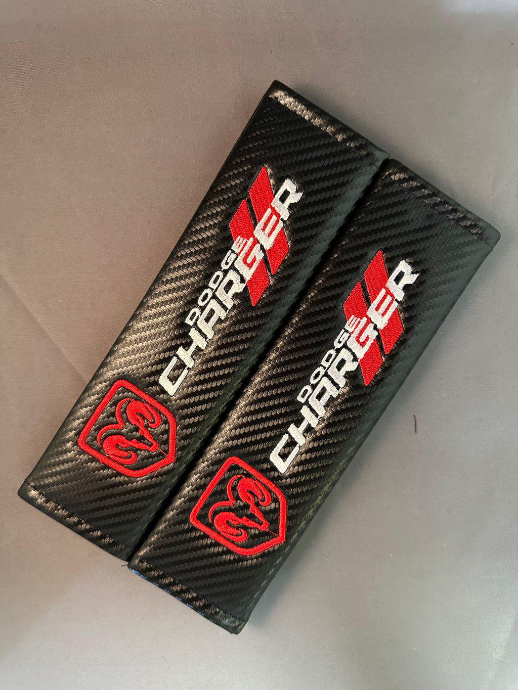 2x Seatbelt Covers Carbon Fiber Look | for Dodge Charger image 0