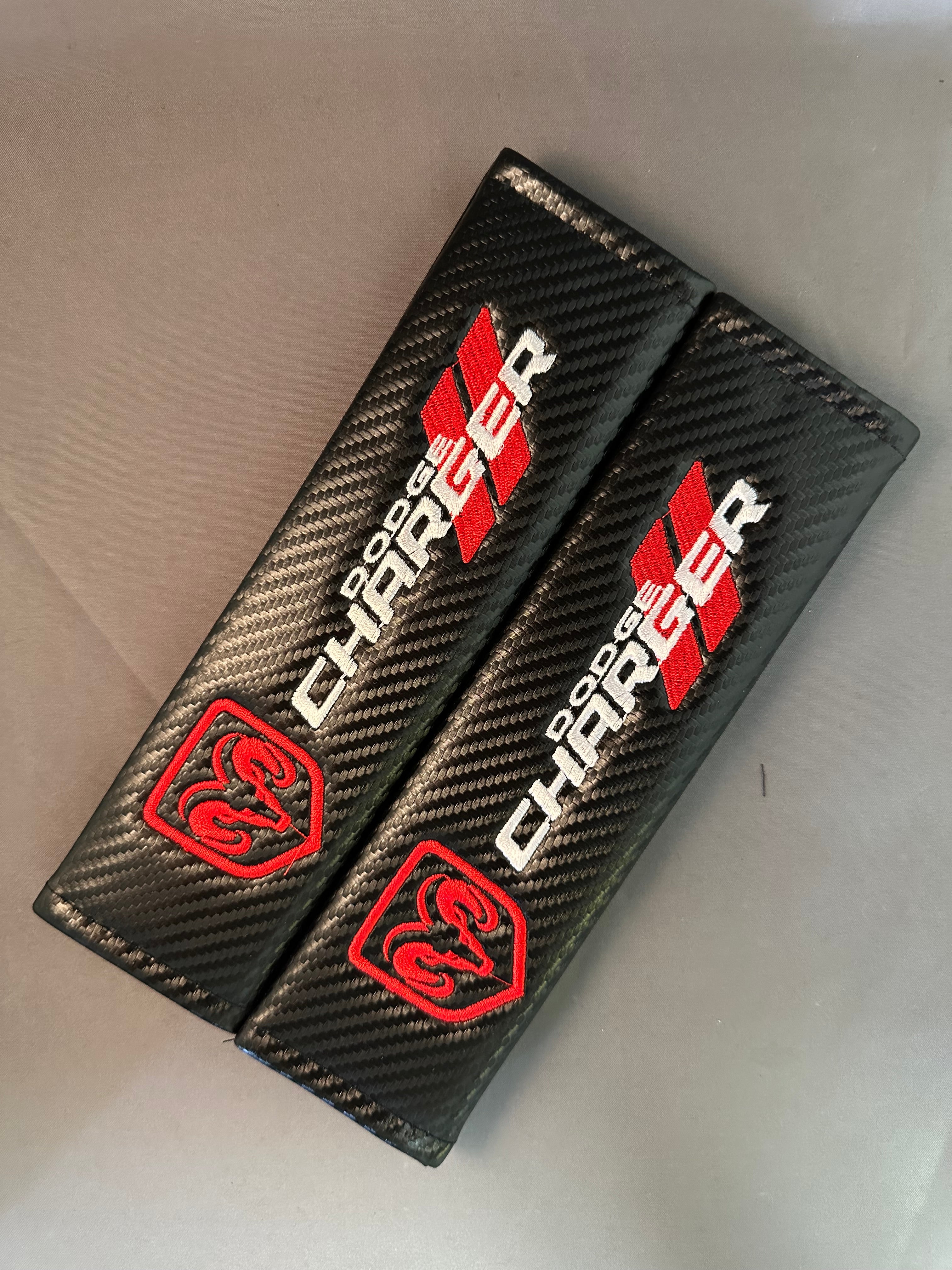 2x Seatbelt Covers Carbon Fiber Look | for Dodge Charger image 0