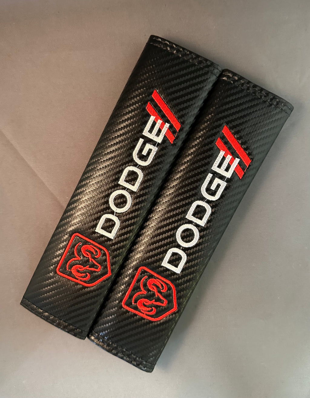 2x Seatbelt Covers Carbon Fiber Look | for Dodge image 0