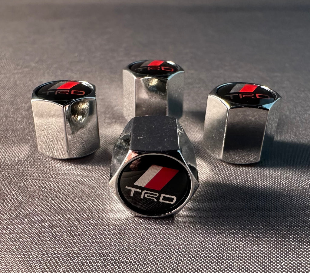 4x Chrome Tire Valve Caps | for Toyota TRD image 1