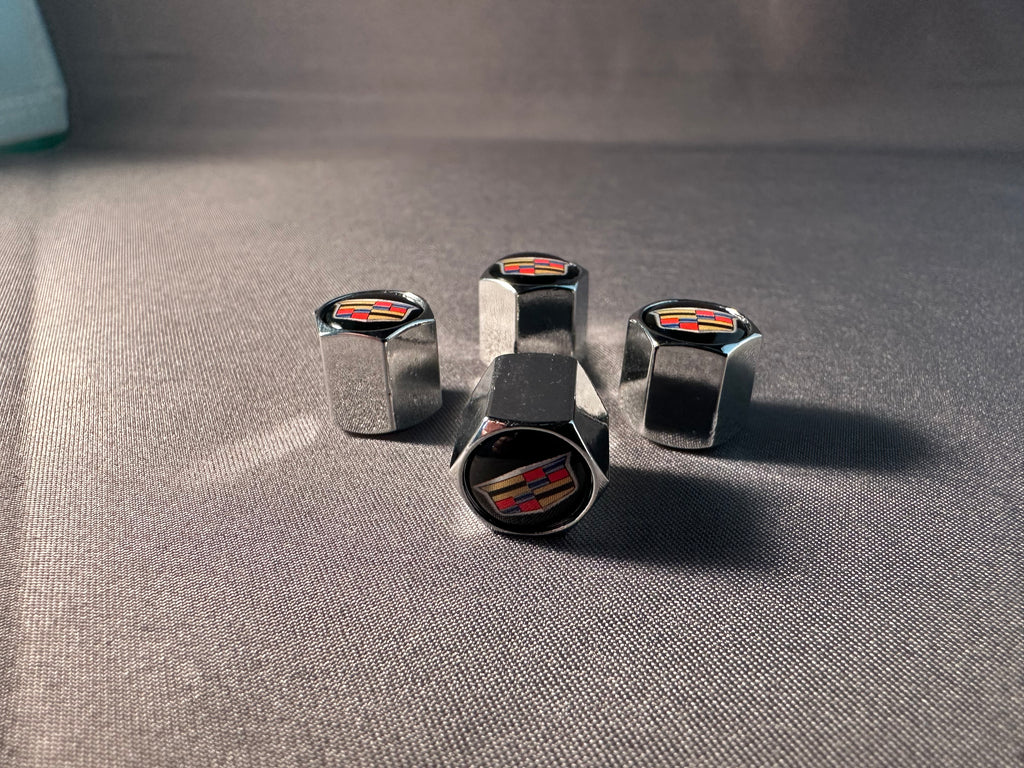 4x Chrome Tire Valve Caps | for Cadillac image 1