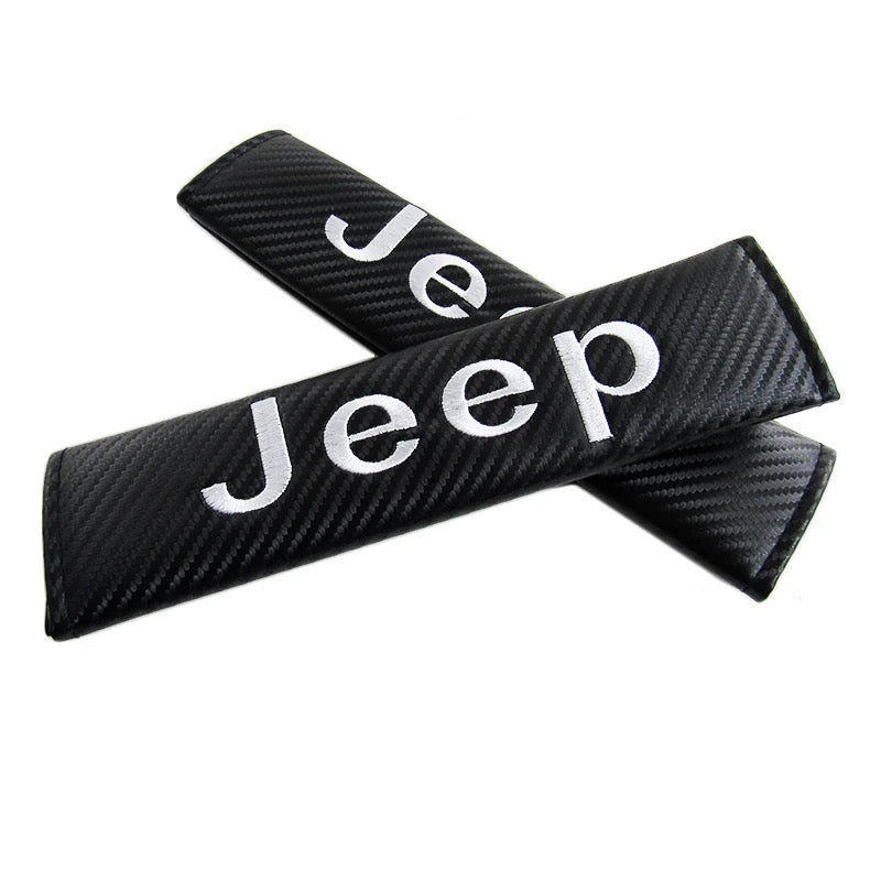 2x Black Carbon Fiber Look Seatbelt Cover | for Jeep image 0
