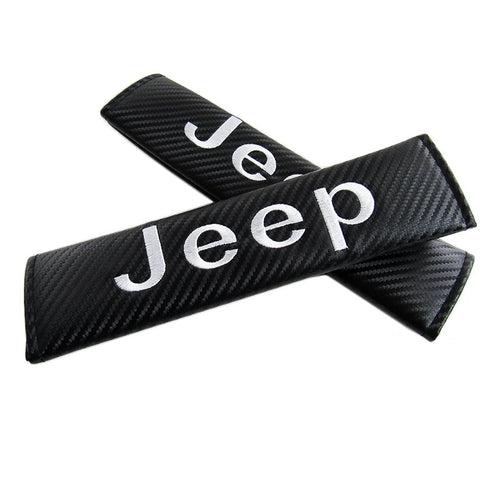 2x Black Carbon Fiber Look Seatbelt Cover | for Jeep image 0