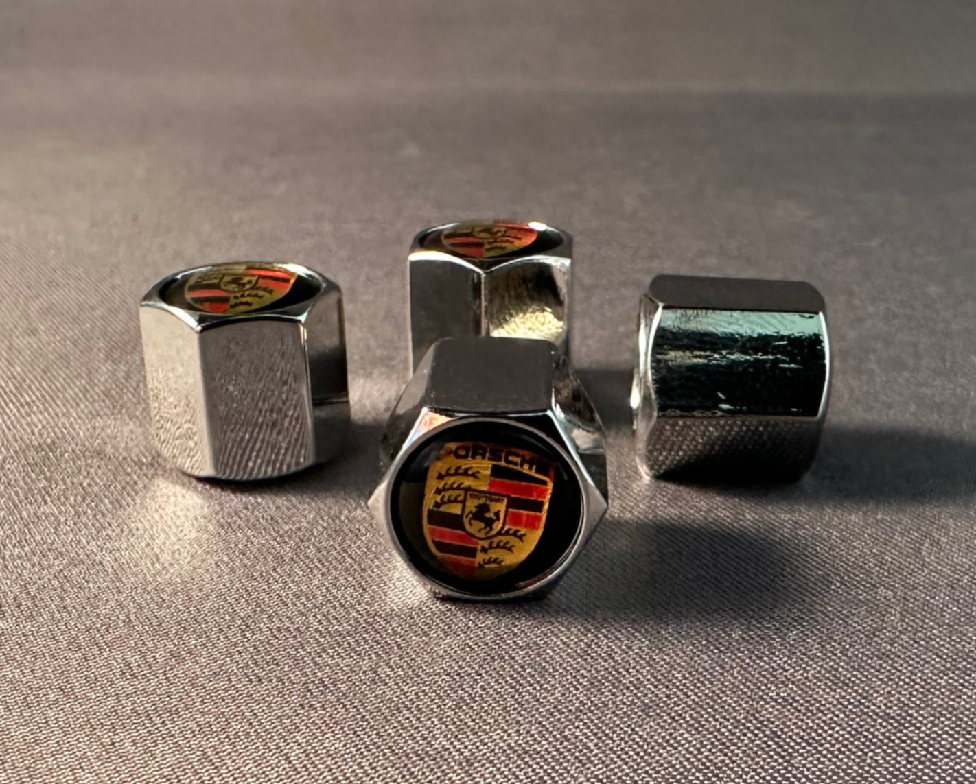 Chrome Hex Tire Valve Caps | for Porsche image 1