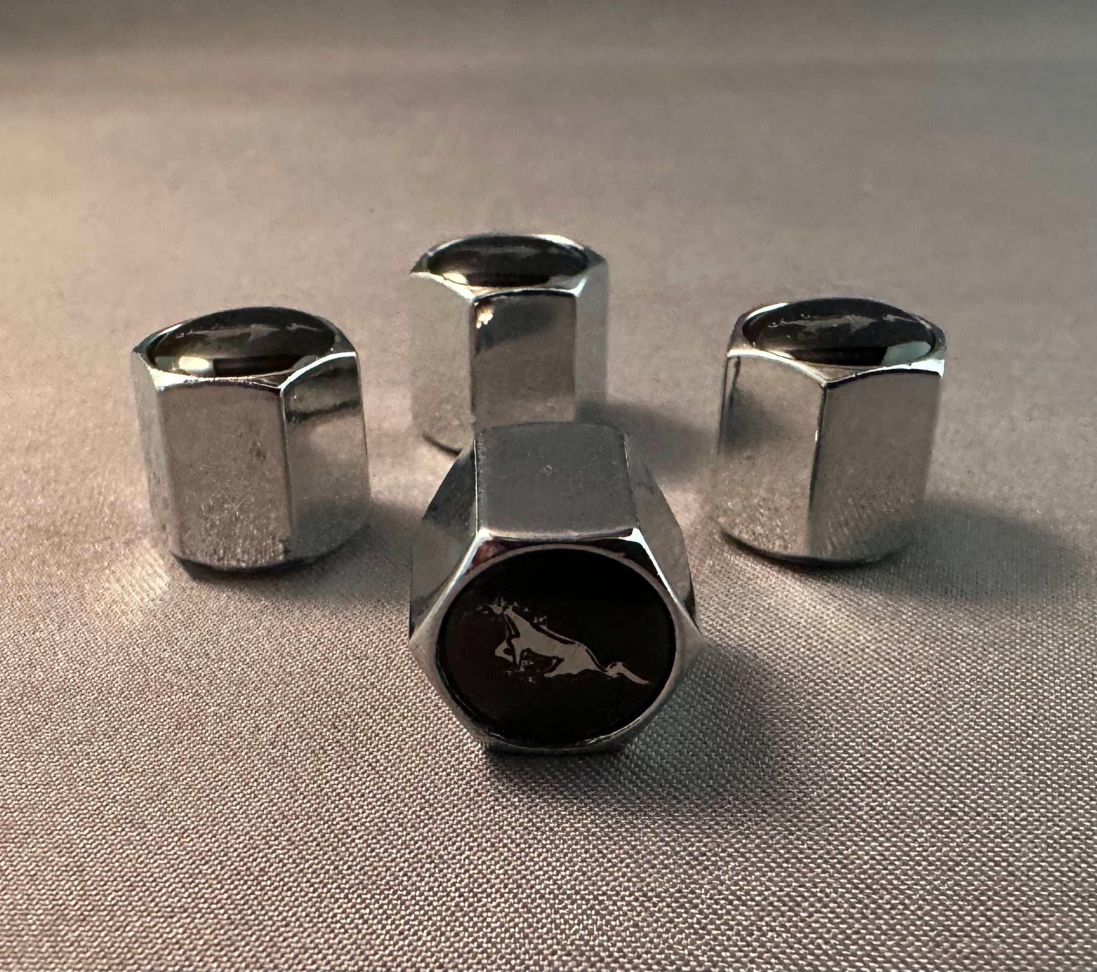 4x Chrome Tire Valve Caps | for Ford Mustang image 1