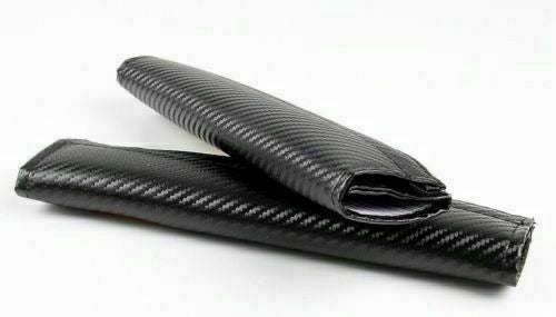 2x Black/White Carbon Fiber Look Seatbelt Covers | for BMW image 2
